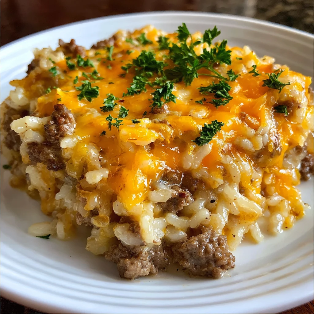 Cheesy Hamburger Rice Casserole